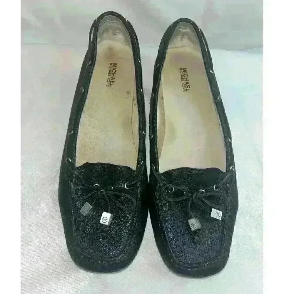 Michael Kors Black Leather Moccasin Flats with Tassels‎  - Size 9